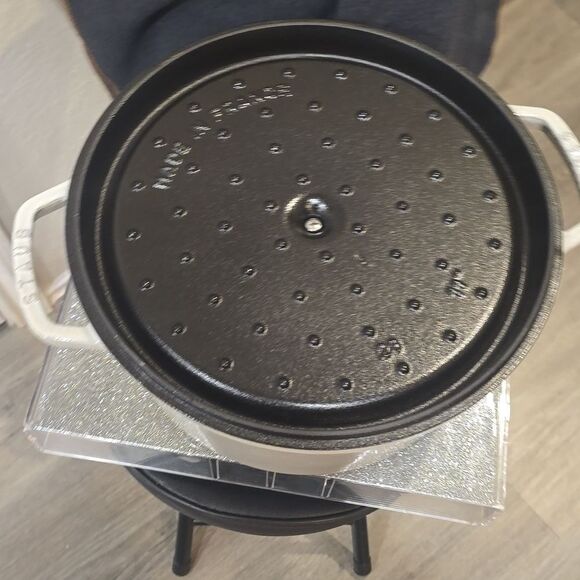 Staub Cast Iron 7QT Round Dutch Oven- White Truffle - Picture 14 of 14